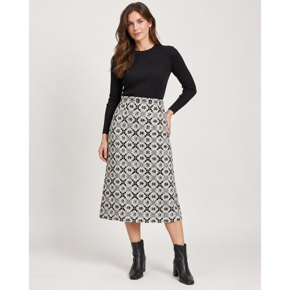 Vintage 1970s A. Dafydd Snowdon Welsh Wool Tapestry Midi Skirt 26" Waist